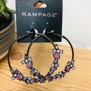 2/$18 Rampage Purple Stones Front Facing Hoop Earring